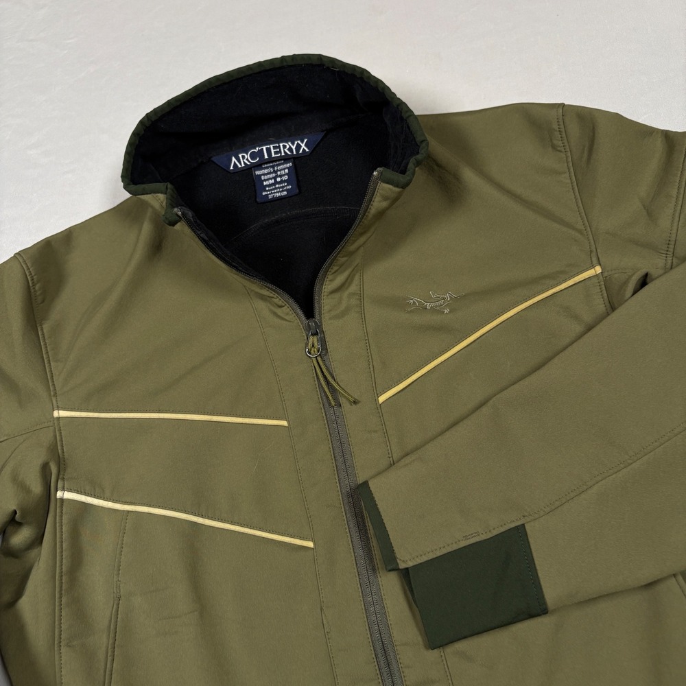 Vtg Arc'teryx Gamma SV Softshell Jacket Womens M 8-10 Olive Green Fleece Y2K